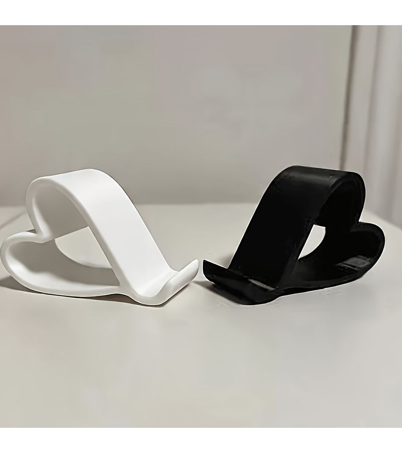 White Heart Shaped Phone Stand Portable Desk Ornament Simple Creative Home Office Decor - Image 3