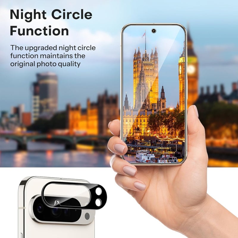 Omoton حزمة 3+2 لواقي شاشة Google Pixel 10 Pro بحجم 6.3 بوصة، 3 حزمة من واقي الشاشة الزجاجي المقسى و2 حزمة من واقي عدسة الكاميرا مع إطار محاذاة، متوافق مع الحافظة (غير متوافق مع 10/10 Pro XL) - Image 4