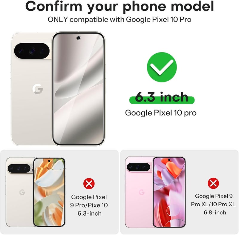 Omoton حزمة 3+2 لواقي شاشة Google Pixel 10 Pro بحجم 6.3 بوصة، 3 حزمة من واقي الشاشة الزجاجي المقسى و2 حزمة من واقي عدسة الكاميرا مع إطار محاذاة، متوافق مع الحافظة (غير متوافق مع 10/10 Pro XL) - Image 2