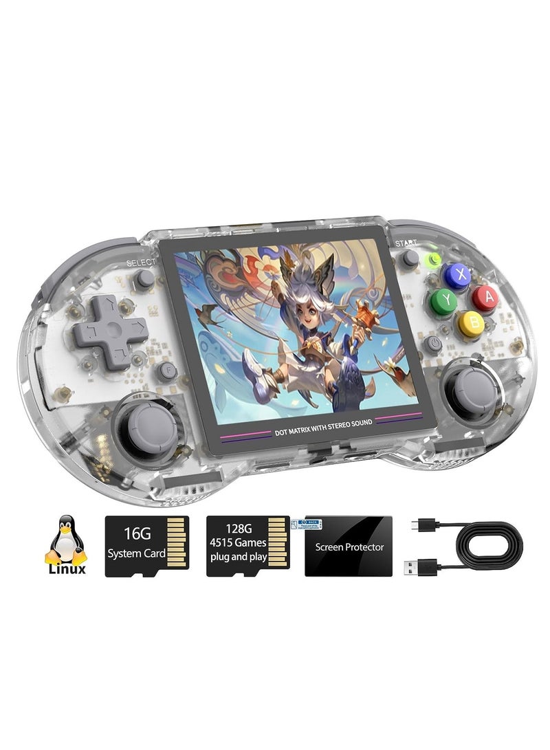 ANBERNIC  RG353PS Retro Handheld Gaming Console, Single Linux Platform RK3566 Processor, 3.5 Inch IPS Display, Includes 128G TF Card with 4519 Preloaded Games, 5G WiFi and 4.2 Bluetooth Supported (Transparent) - Image 1
