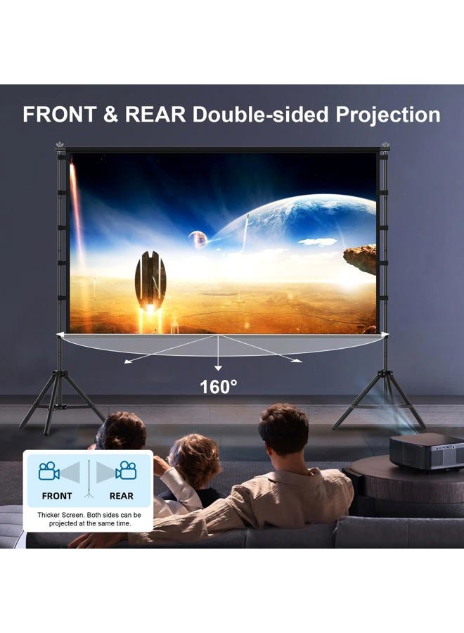 VntB 120 inch Projector Screen with Stand, Portable Outdoor Projection Screen Rear Front Movie Screen with Carry Bag Wrinkle-Free 16:9 4K Washable for Indoor Home Theater, Backyard Movie Night - Image 4