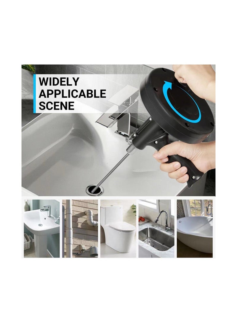 Drain Auger, 25 Feet Plumbing Snake Drain Auger, Heavy Duty Pipe Clog Remover, for Bathroom, Kitchen and Toilet Snake Drain Cleaner, Comes with Gloves, Black - Image 3