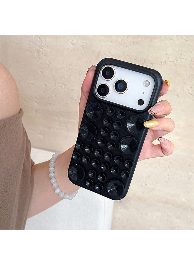 Silicone Suction Cup Phone Case - Hands-Free, Secure Grip for Selfies and Videos - Compatible with iPhone 17 Pro Max, Black - Image 2