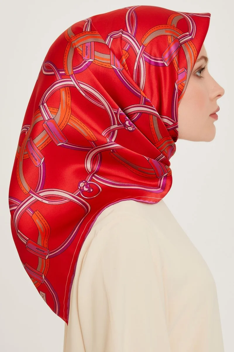 ARMINE  Classic Patterned Twill Pure Silk Scarf 9203D 81  | Best Price UAE