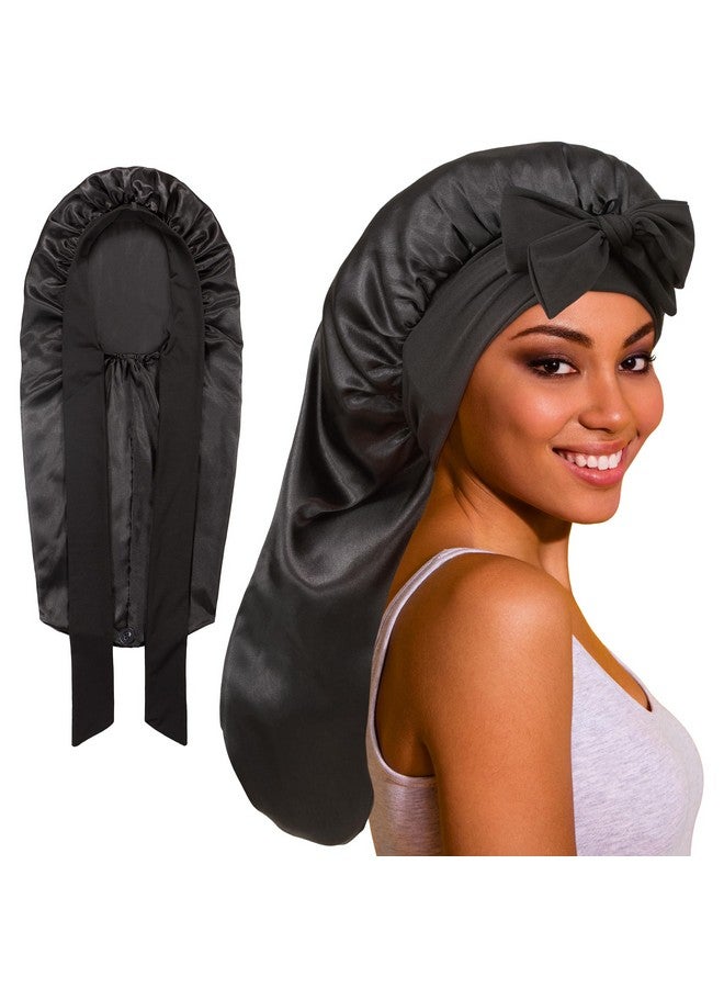 Roybens Long Bonnet Satin Bonnet Silk Bonnet For Sleeping Women Bonnet With Tie Band Sleep Cap Silk Hair Bonnet For Braids Curly Hair - Image 1
