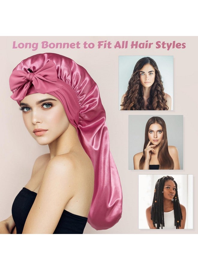 Roybens Long Bonnet Satin Bonnet Silk Bonnet For Sleeping Women Bonnet With Tie Band Sleep Cap Silk Hair Bonnet For Braids Curly Hair - Image 4