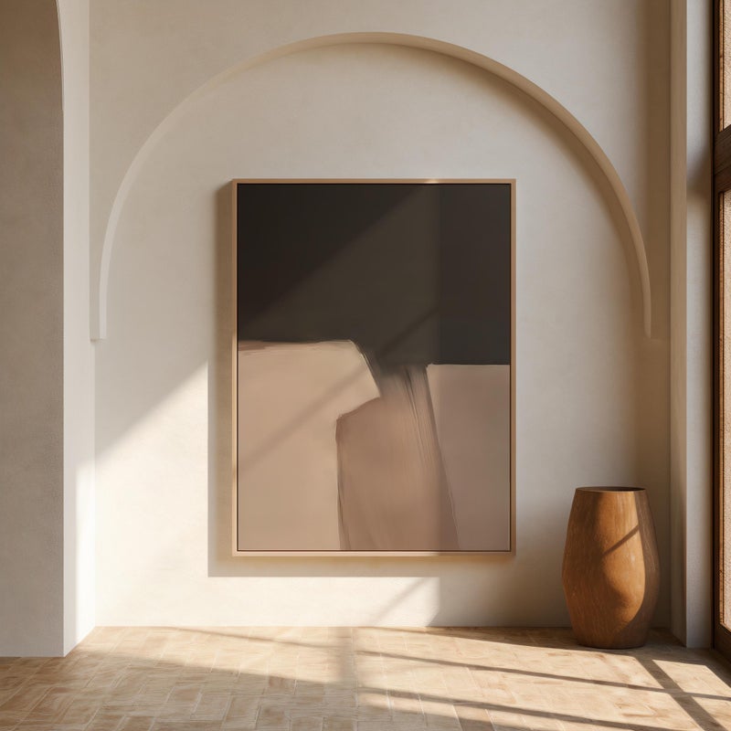 TNESSENTIAL Moody Abstract Painting Print | Dark Neutral Minimalist Wall Art – Canvas or Framed Canvas - Image 1