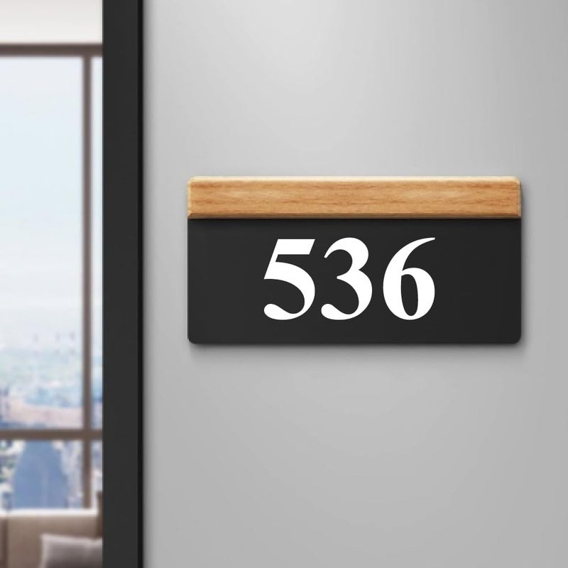 RL Digital Units House Number Plate -536 Hotel, Hospital, Lodge,Apartment,Door No,Laser cut acrylic fixed with white color water proofing PVC sticker|Easy installation type double sided tape fixed on backside - Image 1