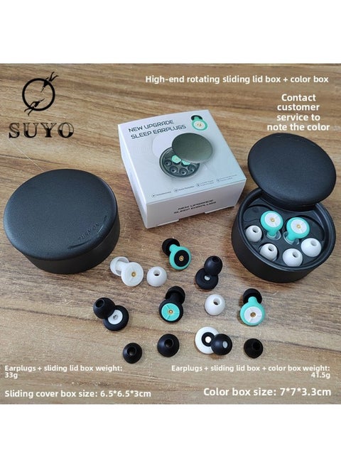 Silicone Earplugs Sleep Anti-noise Earplugs Filter Soundproof Noise Reduction Waterproof Earplugs Home Office Sleep Earplugs-Color:Rotary Slide Cover Box Color Box [color Note]]