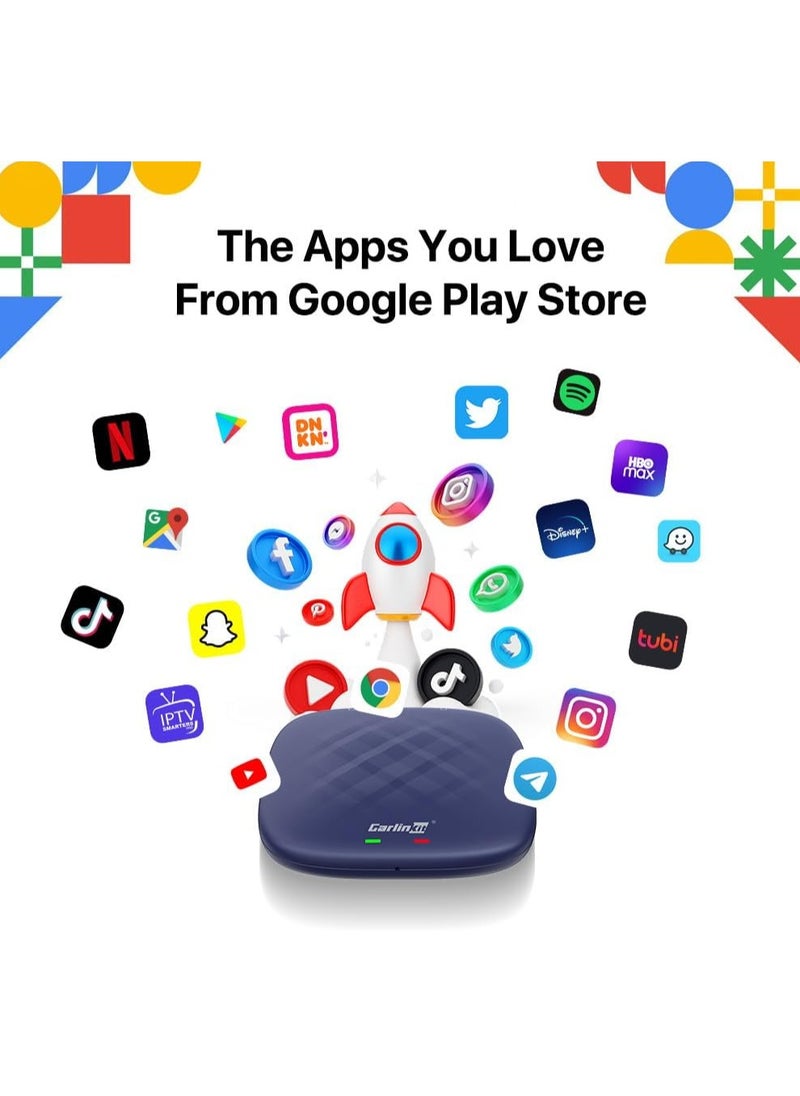 CarlinKit Android 13.0 CarPlay Ai Box Ultra, 8GB+128GB, Snapdragon QCM 6125, 33% Performance Increase, Support Wireless CarPlay/Android Auto, Built-in Google Play Store