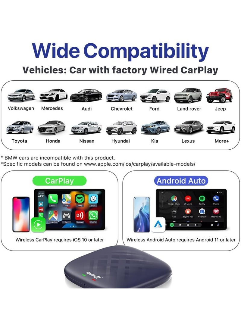CarlinKit Android 13.0 CarPlay Ai Box Ultra, 8GB+128GB, Snapdragon QCM 6125, 33% Performance Increase, Support Wireless CarPlay/Android Auto, Built-in Google Play Store