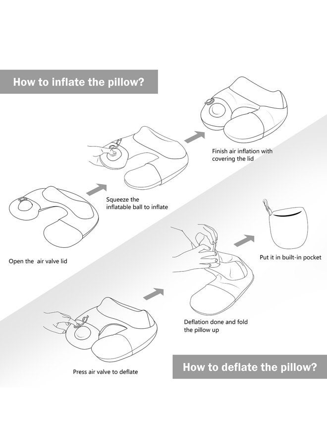 Keemall Inflatable Travel Neck Pillow, Best Airplane Neck Pillow for Long Flight Sleeping,Soft 100% Cotton Travel Pillow for Plane Head Rest, Portable Traveling Essentials - Image 5