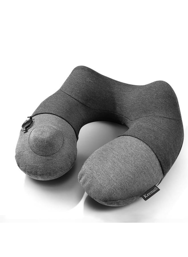 Keemall Inflatable Travel Neck Pillow, Best Airplane Neck Pillow for Long Flight Sleeping,Soft 100% Cotton Travel Pillow for Plane Head Rest, Portable Traveling Essentials - Image 1