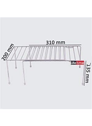 Life Time - LIFE TIME Stainless Steel Kitchen Dish Rack Expandable Storage Shelves for Kitchen Cabinets Multipurpose Organizer Extend Up to 580 mm with Anti-Rust Nano Coating - Image 1