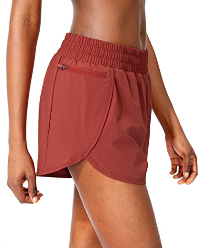 Soothfeel Womens Running Shorts with Zipper Pockets High Waisted Athletic Gym Workout Shorts for Women with Liner - Image 3
