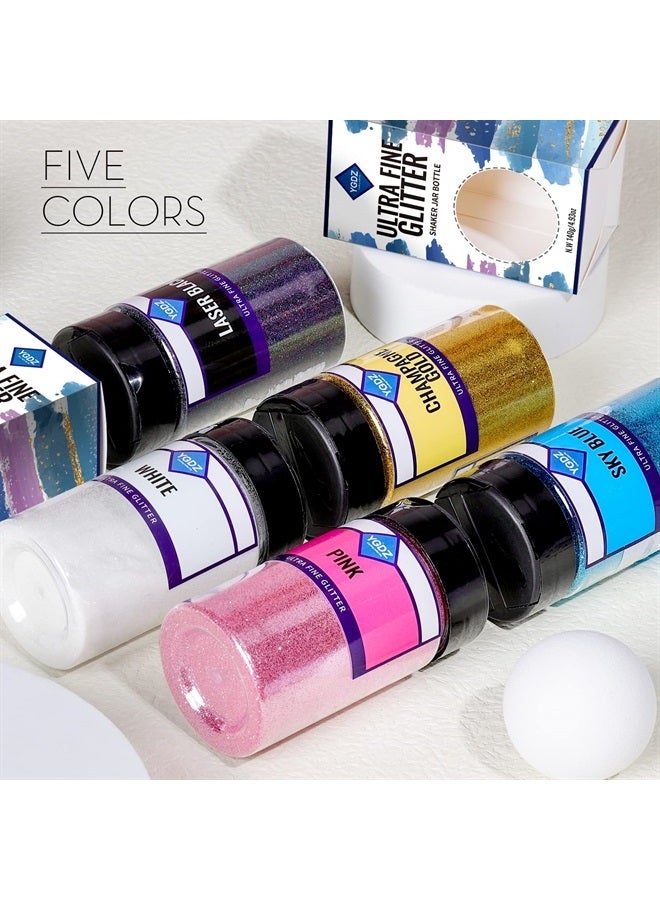 YGDZ Fine Glitter, YGDZ 140G 4.93OZ Holographic Ultra Fine Glitter Powder for Resin Crafts Tumblers, Cosmetic Nail Face Body Painting Hair Glitter, Black - Image 3