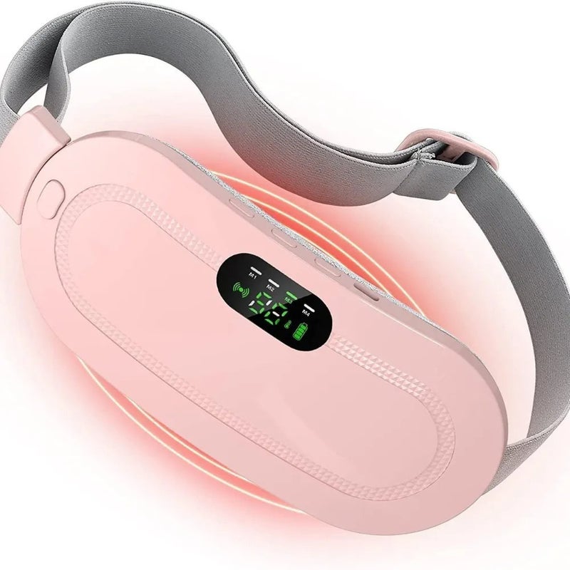Portable Cordless Menstrual Heating Pad Belt with 3 Heat Levels and 4 Vibration Massage Modes