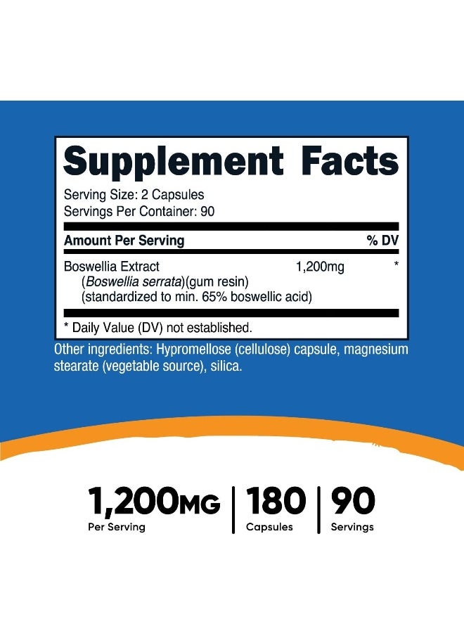 Nutricost - Boswellia Extract 65% Boswellic Acid Capsules (1,200 Mg) (180 Caps) - Gluten Free, Non-Gmo, Vegetarian - Image 1