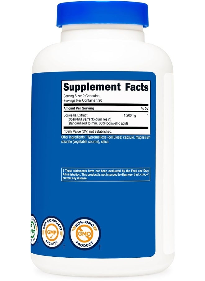 Nutricost - Boswellia Extract 65% Boswellic Acid Capsules (1,200 Mg) (180 Caps) - Gluten Free, Non-Gmo, Vegetarian - Image 1