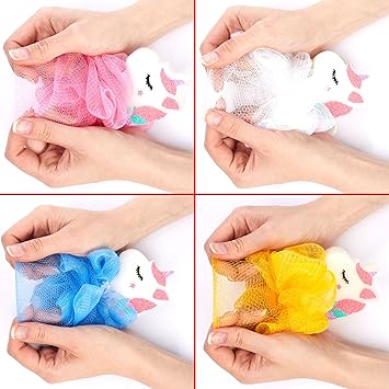 BRUBAKER Set of 4 Bath Sponge Shower Sponge Unicorn Soap Sponge 09 oz 25 g Bath Ball Sponge for Children and Adults Gentle Hygienic Durable Wash Sponge Pink and Colourful incl Gift Box - Image 2