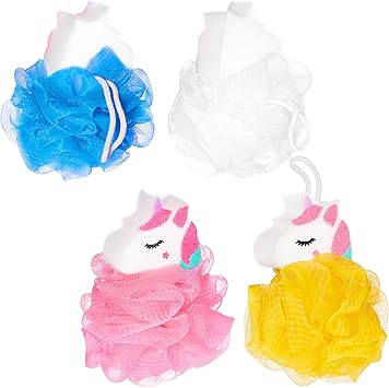 BRUBAKER Set of 4 Bath Sponge Shower Sponge Unicorn Soap Sponge 09 oz 25 g Bath Ball Sponge for Children and Adults Gentle Hygienic Durable Wash Sponge Pink and Colourful incl Gift Box - Image 4