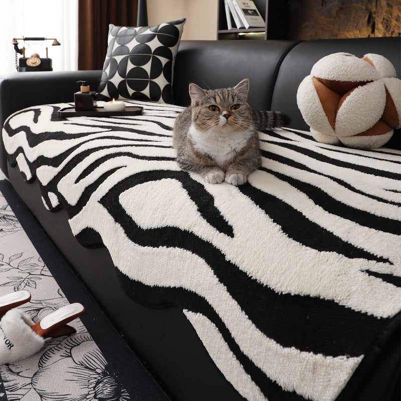 Special-Shaped Plush Sofa Cushion 2026 New Winter Plush Seat Cushion Irregular Leopard Print Sofa Cover - Image 2