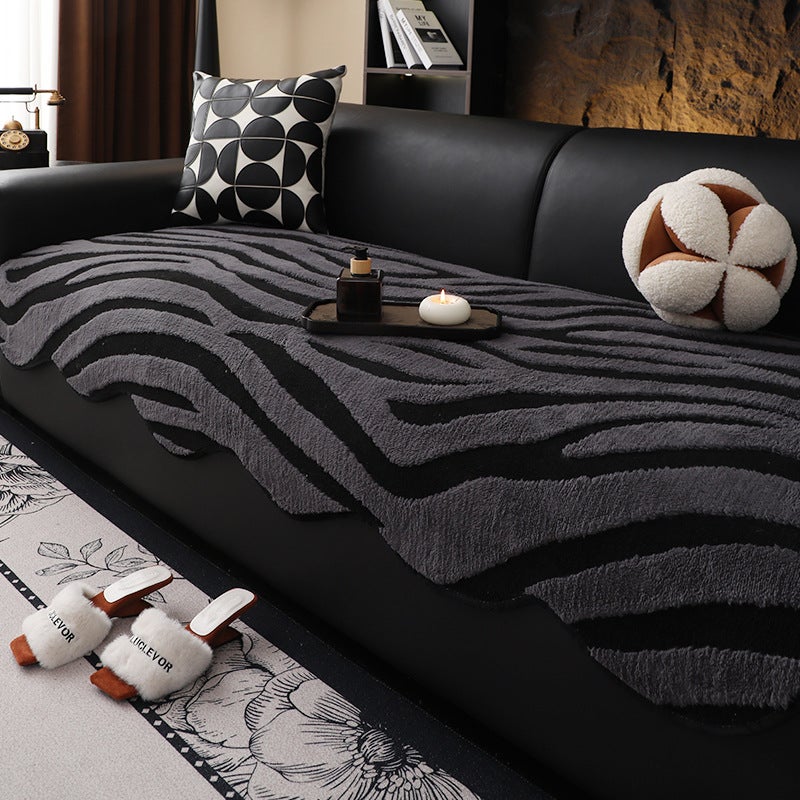 Special-Shaped Plush Sofa Cushion 2026 New Winter Plush Seat Cushion Irregular Leopard Print Sofa Cover - Image 1