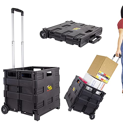 dbest products Quik Cart without Lid Travel Portable Mobile Storage Collapsible Handcart Rolling Utility Heavy Duty, Black - Image 1