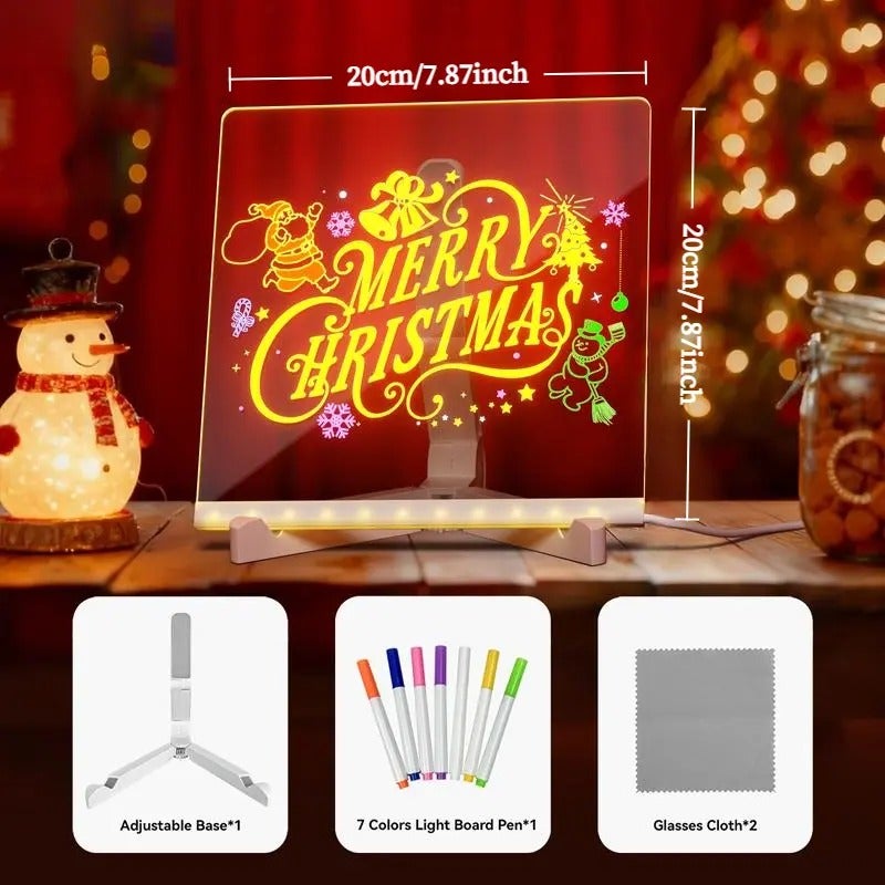 Kids' Acrylic Dry Erase Drawing Board with Stand, Rechargeable LED Light-Up Features - Perfect Gift for  Learning - Image 1