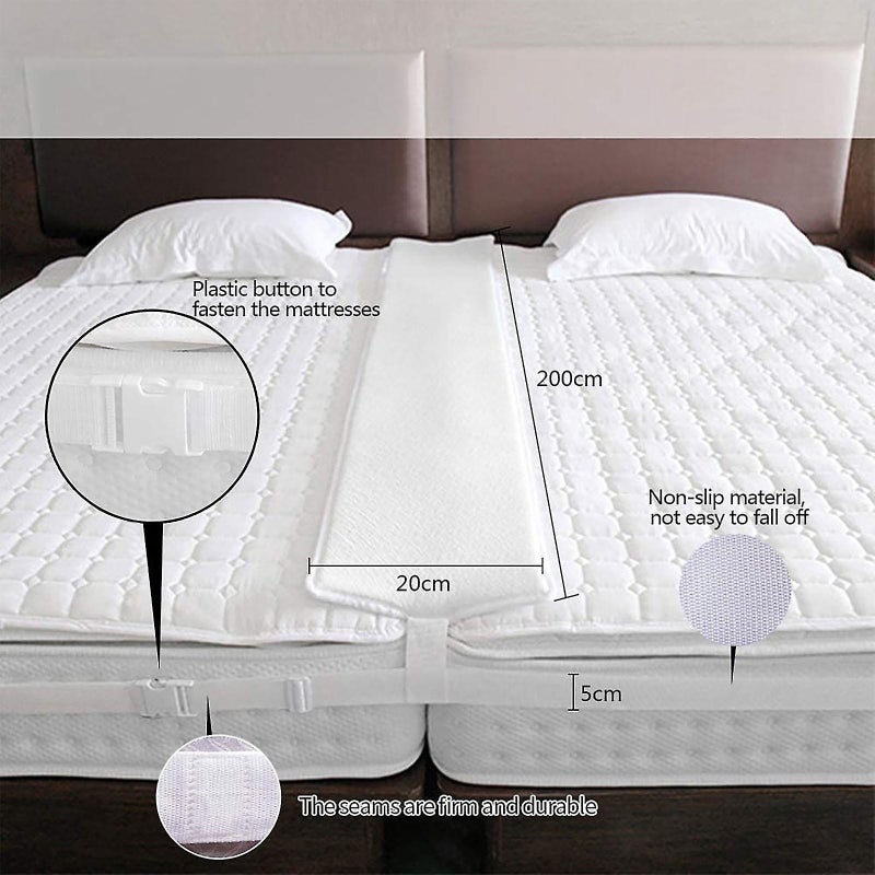 Bed Bridge: High-Quality Non-Hazardous Foam Mattress Connector - Easy Installation With Belt And Rings, Prevents Sliding, Enhances Comfort For Double Bed Night Cuddles - Image 1