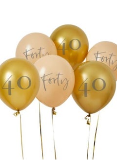 Hootyballoo Gold & Nude 'Forty' Latex 12" Balloons 6Ct 
