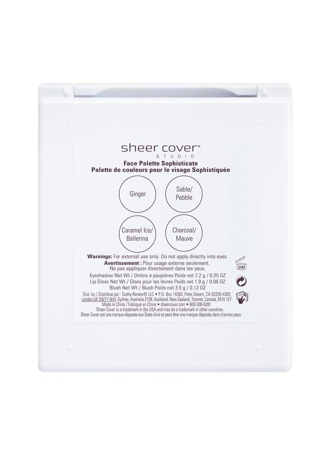 SHEER COVER باليت وجه شامل من شير كوفر ستوديو سوسيفيستيكيت يتضمن ظلال عيون، لمسات شفاه، أحمر خدود مع فرشاة دمج 2 قطع - Image 4