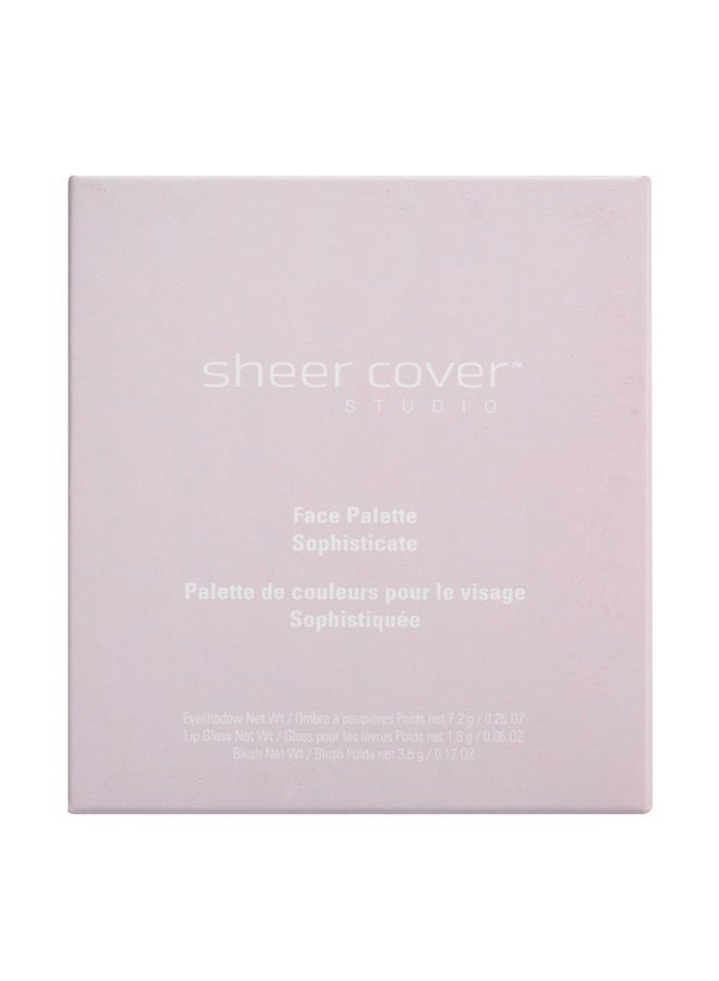 SHEER COVER باليت وجه شامل من شير كوفر ستوديو سوسيفيستيكيت يتضمن ظلال عيون، لمسات شفاه، أحمر خدود مع فرشاة دمج 2 قطع - Image 2