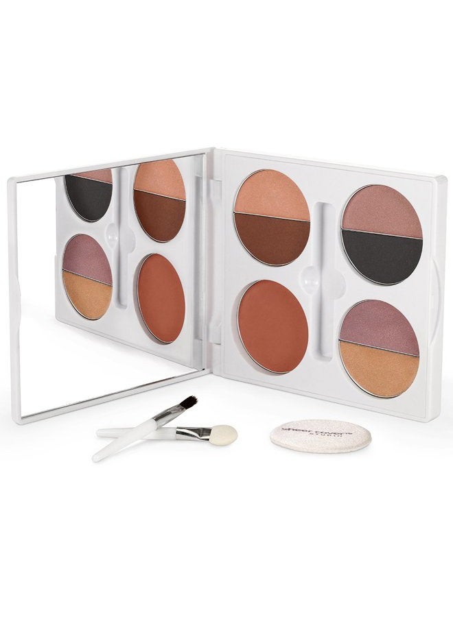 SHEER COVER باليت وجه شامل من شير كوفر ستوديو سوسيفيستيكيت يتضمن ظلال عيون، لمسات شفاه، أحمر خدود مع فرشاة دمج 2 قطع - Image 1
