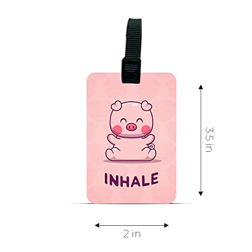 Ultra 3D Lenticular Luggage/Bag/Travel ID Label Tags for Suitcase & School Bags | Set of 2 | Funny Quote Pink Cute Piggy Yoga Gift for Kids & Friends - Image 4