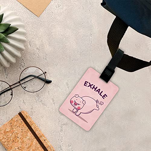 Ultra 3D Lenticular Luggage/Bag/Travel ID Label Tags for Suitcase & School Bags | Set of 2 | Funny Quote Pink Cute Piggy Yoga Gift for Kids & Friends - Image 3