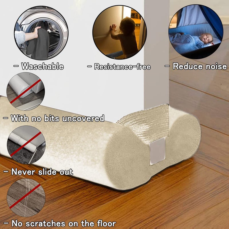 BKSAI Door Draft Stopper for Doors 29-35" No Adhesive Draft Stopper for Bottom of Door Draught Excluder Under Door Wind Blocker Reduce Noise Draught Excluder Sweep Sound Proof(Beige) - Image 4