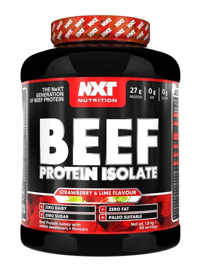 NXT Nutrition - Beef Protein Isolate, Strawberry & Lime Flavour,  1.8kg, 60 Servings - Image 1