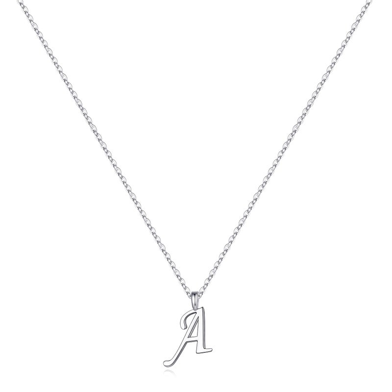 Yoosteel Silver Initial A Necklaces for Women Jewelry, S925 Sterling Silver Dainty Letter Necklace Tiny Cursive Initial Necklaces for Women Birthday Christmas Gifts for Women - Image 1