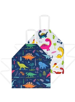 Excefore Kids Aprons, 2 Pcs Cartoon Style Adjustable Child Chef Aprons, Dinosaur Print Children's Apron for Kids Toddler Painting Baking Artist  - Image 1