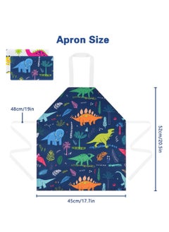 Excefore Kids Aprons, 2 Pcs Cartoon Style Adjustable Child Chef Aprons, Dinosaur Print Children's Apron for Kids Toddler Painting Baking Artist  - Image 2
