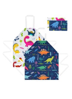 Excefore Kids Aprons, 2 Pcs Cartoon Style Adjustable Child Chef Aprons, Dinosaur Print Children's Apron for Kids Toddler Painting Baking Artist  - Image 5