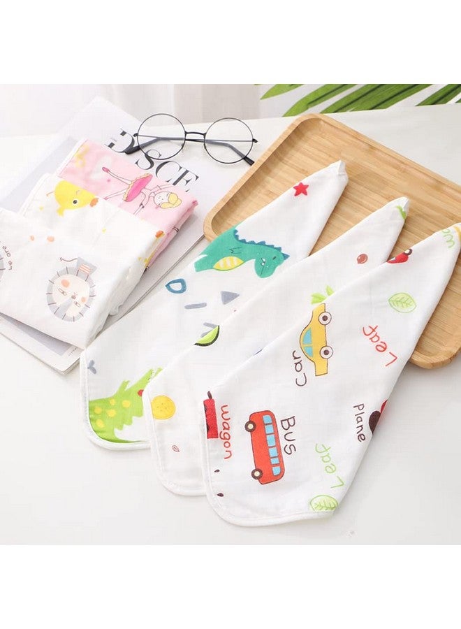 CLUZE Double Layered Extra Soft & Super Absorbent Cotton Handkerchief For Women's, Kids & Newborn Babies/Face Towel, Casual Style Printed Hanky (White) (25X25 Cm) (5) - Image 3