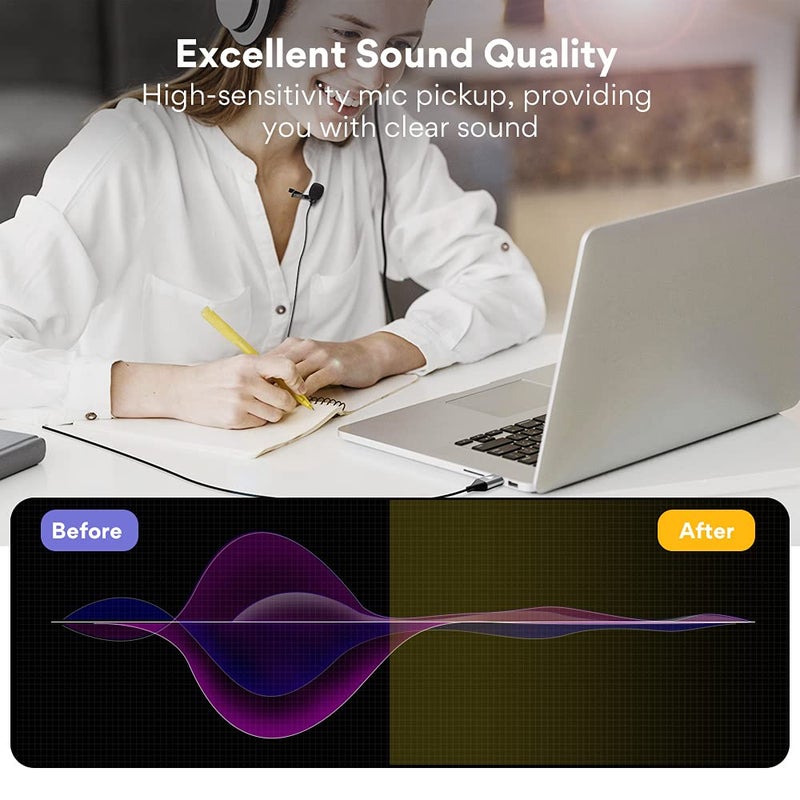 Maono ميكروفون لافاليير USB من MAONO، 192KHZ/24BIT، توصيل وتشغيل، ميكروفون متعدد الاتجاهات مع مشبك طية القميص للكمبيوتر، ماك، لابتوب، يوتيوب، سكايب، تسجيل، بودكاست، ألعاب، AU-UL10 - Image 2