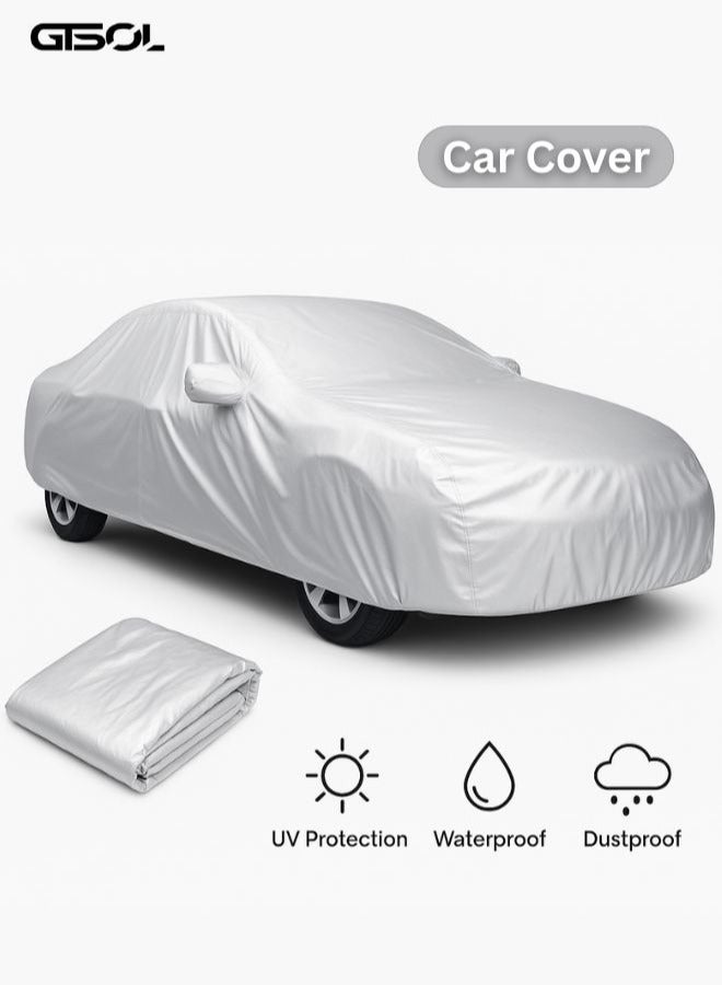 GTSOL All-Weather Multi-Layer Car Cover XXL – Heavy Duty Waterproof, Windproof & UV-Resistant Protection for Full-Size Vehicles, Outdoor Dustproof and Sunproof Cover, White - Image 1