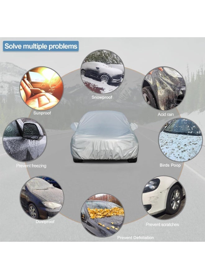GTSOL All-Weather Multi-Layer Car Cover XXL – Heavy Duty Waterproof, Windproof & UV-Resistant Protection for Full-Size Vehicles, Outdoor Dustproof and Sunproof Cover, White - Image 4