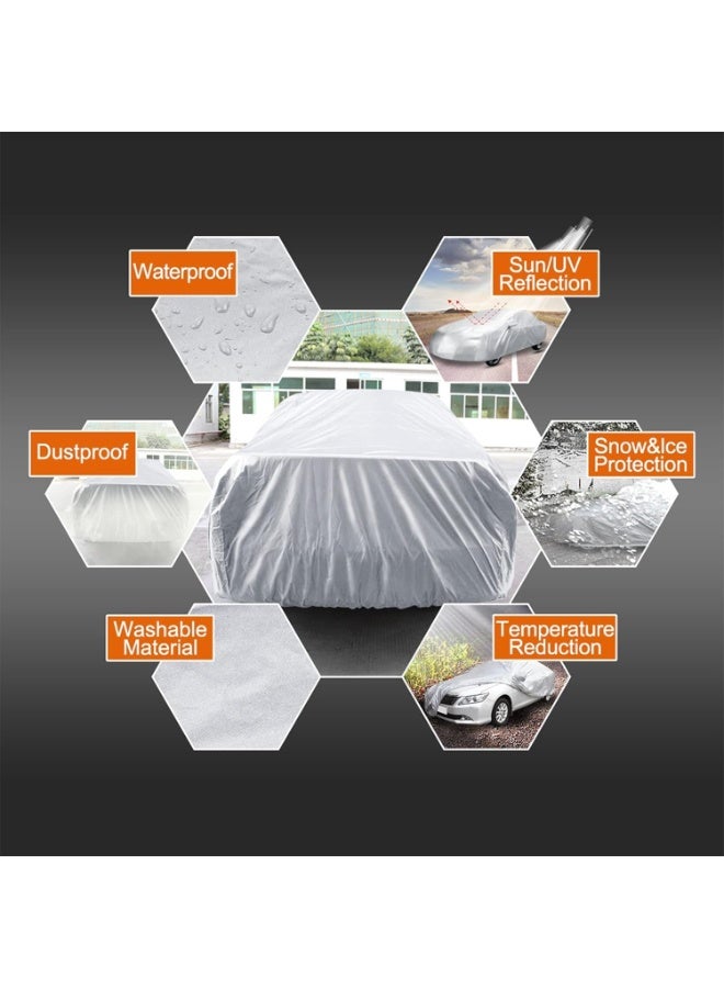 GTSOL All-Weather Multi-Layer Car Cover XXL – Heavy Duty Waterproof, Windproof & UV-Resistant Protection for Full-Size Vehicles, Outdoor Dustproof and Sunproof Cover, White - Image 5