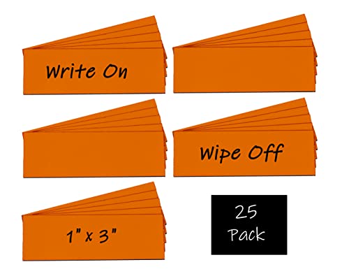 MV Magna Visual Magna Visual 1" x 3" Orange Pre-Cut Write On Wipe Off Magnetic Strips 25 Pack - Image 2