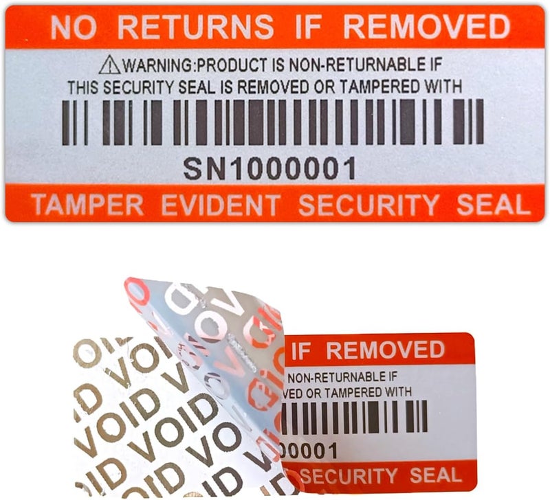 ILMBVM 110pcs Tamper Proof Barcode Stickers,Security Label, Warranty Void Sticker with Individual Serial Number,Sealing Label for Package(2x0.8 inches) - Image 1