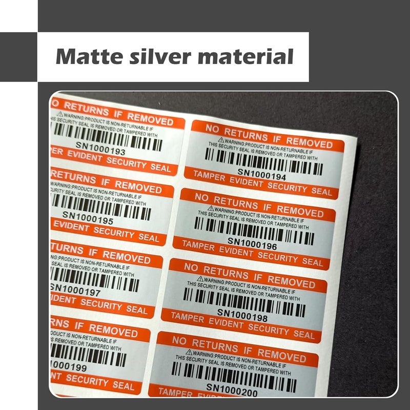 ILMBVM 110pcs Tamper Proof Barcode Stickers,Security Label, Warranty Void Sticker with Individual Serial Number,Sealing Label for Package(2x0.8 inches) - Image 4